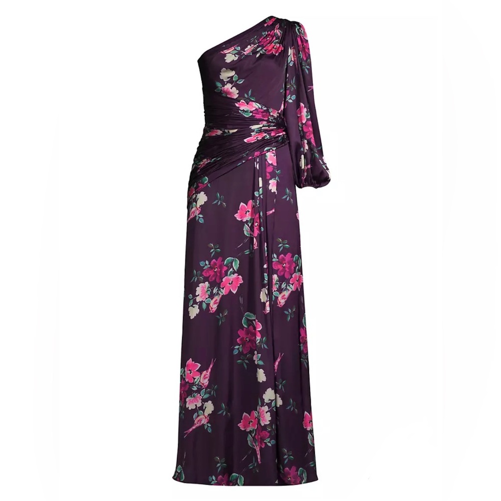 🥳XL NWT Mac Duggal Floral One-Shoulder Gown